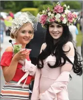  ?? Lisa Engel from Fossa Killaney and Ashe Spillane from Tralee. Photo by Domnick Walsh ?? RIGHT: Thalia Heffernan and Aidan O’Mahony pictured with the best dressed finalists at a Killarney Races on Ladies Day . Photo By Domnick Walsh