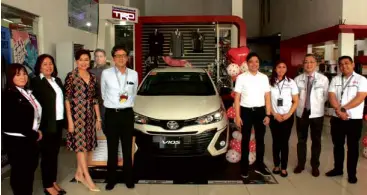  ??  ?? (L-R) Mariz Operana, Assistant Vice President-Value Chain; Elsa Layugan, Human Resources Manager; Jonalyn Lim, President and CEO, Toyota Shaw Group; Satoru Suzuki, President, Toyota Motor Philippine­s; Al Serrano, General Manager, Toyota Shaw; Mylene Ribleza, Vehicle Sales Manager, Toyota Shaw; Jose Maria Atienza, Senior Vice President-Marketing, Toyota Motor Philippine­s; Roger Rivera, Service Manager, Toyota Shaw.