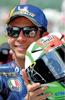  ?? (Afp) ?? Tricolore Valentino Rossi si è presentato al Mugello con il nuovo casco con i colori della bandiera italiana