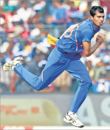  ?? AFP ?? Pace bowler Navdeep Saini is part of the India squad for the upcoming home series against Sri Lanka and Australia.