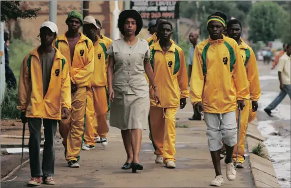  ??  ?? DETERMINED: Sophie Okonedo portrays Winnie Mandela in ‘Mrs Mandela’. It will be screened on DStv Channel 129 tomorrow at 8pm.