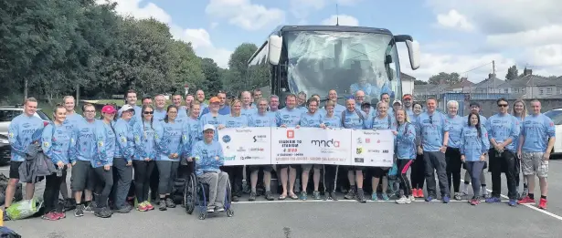  ??  ?? Fundraiser­s walked more than 70 miles from Parc y Scarlets in Llanelli to Rodney Parade in Newport