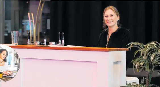  ?? Photos / Supplied, NZME ?? Planit Staff worker Milly Macphail behind the bar. Inset: Hawke’s Bay Chamber of Commerce chief executive Karla Lee.