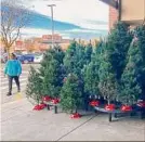  ?? David Zalubowski / Associated Press ?? A shopper passes by a display of Christmas trees outside the main entrance to a grocery store in Denver on Tuesday.