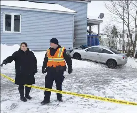  ?? Greg mcneil/cape breton post ?? Rose Barron, left, is the owner of the St. Peter’s Road home that was struck by a car on Thursday morning. A woman was pinned to the house in the incident.