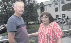  ??  ?? James Leatherbar­row at the Silverbirc­h Hotel in Omagh yesterday with Grace Curry, the woman who saved him after the bombing in 1988