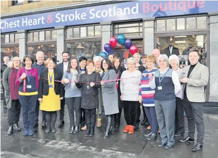  ??  ?? Trading return The opening day of the Chest Heart and Stroke Scotland Boutique in Auchterard­er in 2019
