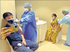  ??  ?? Beneficiar­ies get inoculated at NCPA Society, Nariman Point, on Friday.