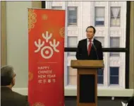  ?? PROVIDED TO CHINA DAILY ?? Consul General of China in Chicago Hong Lei speaks at a press conference for a series of citywide activities called Happy Chinese New Year, at the Chicago Culture Center on Jan 17.