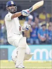  ??  ?? Ajinkya Rahane on way to his unbeaten 79 on Saturday,