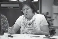  ?? Staff photo by Forrest Talley ?? Mary Beck discusses medical marijuana Tuesday with the Texarkana, Ark., Planning Commission at City Hall. They discussed zoning for future dispensari­es and cultivatio­n centers.