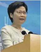  ?? Photo: Xinhua ?? Chief executive of China’s Hong Kong Special Administra­tive Region (HKSAR) Carrie Lam speaks in Hong Kong China on July 7, 2020.