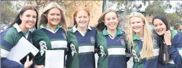  ??  ?? Year 12 students Maddy Haintz, Georgia McGrath, Leah Dalgliesh, Alysha Knight, Zoe Stephens and Tamara Podestra.