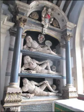  ??  ?? Swinbrook, England’s St. Mary’s Church. Famous early 17th century effigies to Oxfordshir­e’s prominent Fettiplace family.