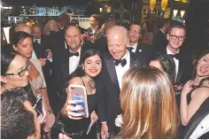  ??  ?? FORMER VICE-PRESIDENT Joe Biden takes a selfie with guests during the 2017 Tony Awards Gala at The Plaza Hotel on June 11 in New York City.