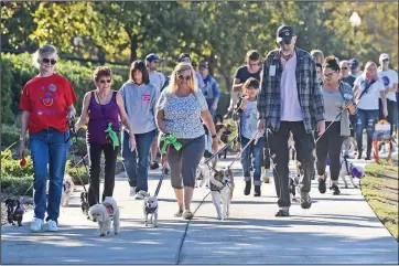  ?? Signal file photos ?? Dozens of attendees participat­e in the Doggy Lap parade to officially open the American Cancer Society’s Annual Bark For Life event last year.