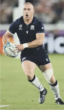  ??  ?? 0 Scotland star Stuart Hogg, right, is widely tipped to be Stuart Mcinally’s successor as captain of the national side.