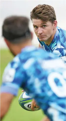  ?? Photo: Blues. ?? Blues prized recruit Beauden Barrett during training on May 18, 2020. He is set to make his debut for the Blues on June 13 against the Hurricanes in Eden Park, Auckland.