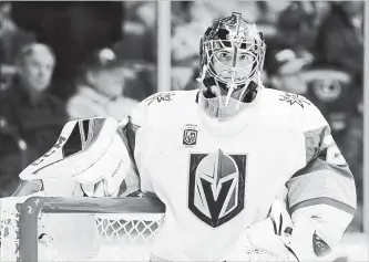  ?? ASSOCIATED PRESS FILE PHOTO ?? Veteran goaltender Marc-Andre Fleury has returned to form in these playoffs with the Vegas Golden Knights, no surprise to former teammates who can tell when he’s in the zone.