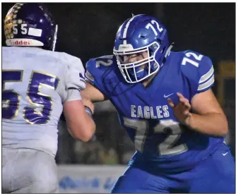  ?? (Photo courtesy Resident Press/Jim Best) ?? Paris nose guard Jimmy Dikeman (72), according to Coach Tyler Clark, is a key reason why the Eagles finished the regular season with a 9-1 record after winning just three games in the past two seasons combined.
