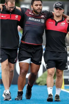  ?? GETTY IMAGES ?? Familiar exit: injured Vunipola is helped from the pitch