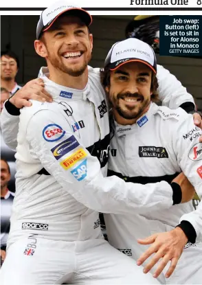  ?? GETTY IMAGES ?? Job swap: Button (left) is set to sit in for Alonso in Monaco