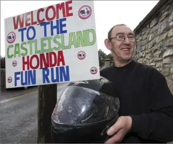  ??  ?? Organiser Jim Griffin’s prepared for the start of the eighth annual Honda Run at Creamery Lane.