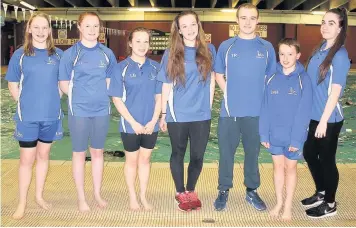 ??  ?? Part of the successful regional championsh­ips squad from Halton Swimming Club – Libby Harrison, Lucy Harris, Lizzie Bryce, Elli-Jo Hughes, Tom Roberts, Joshua Howard-Hughes and Eleanor Donald.