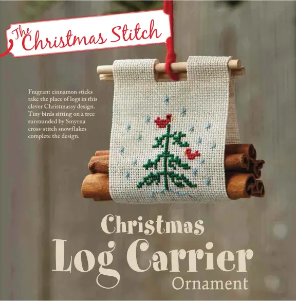 Christmas Log Carrier Ornament Cross Stitch Pattern