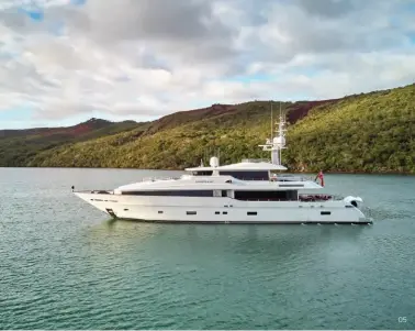  ??  ?? 01 Cruising down the narrow channel 02 Easing into the wind on the pirogue 03 Fresh seafood abounds 04 The luxe interiors of Masteka 2 05 Sailing the waters out of New Caledonia 06 Meeting the fun-loving locals adds to the bespoke experience. All images © Ewen Bell 05