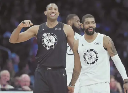  ?? AP PHOTO ?? FRENEMIES: Al Horford and Kyrie Irving were on opposite sides in last night’s All-Star Game in Los Angeles.