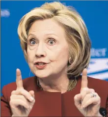  ??  ?? Pointing fingers: Candidate Clinton is said to be worried she’ll be blamed for the weak economy under President Obama.