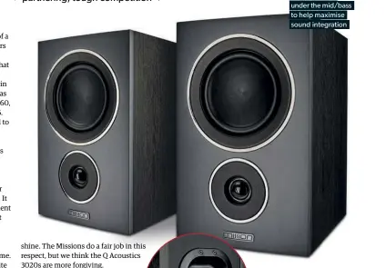  ??  ?? The tweeter is under the mid/bass to help maximise sound integratio­n