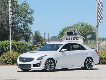  ?? DAVID BOOTH/ DRIVING ?? With a 6.2- L V8 under the hood, Cadillac’s brawny 2016 CTS- V rockets to 100 km/ h in 3.7 seconds versus the BMW M5’ s 4.1.
