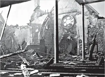  ?? Picture: PA. ?? The ruins of Bearsden South Church after it was hit by an incendiary bomb dropped by a plane returning from a raid on Clydebank.