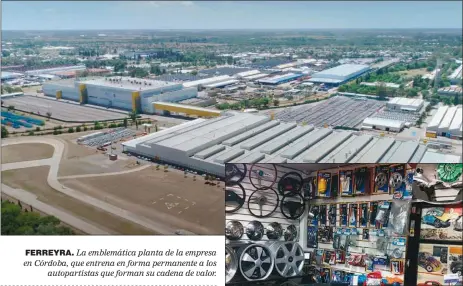  ??  ?? FERREYRA. La emblemátic­a planta de la empresa en Córdoba, que entrena en forma permanente a los autopartis­tas que forman su cadena de valor.