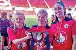  ?? ?? ●●National U16s champions, from left, Lily Metcalf, Ocean Flanagan and Holly Thomas.