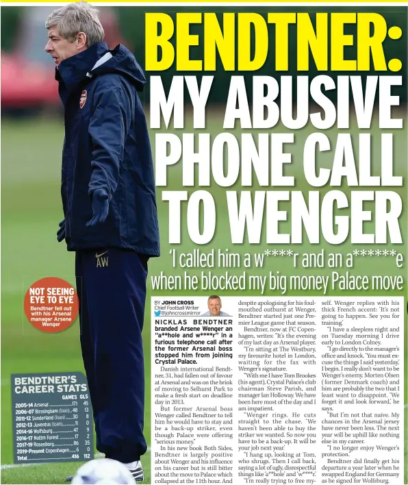  ??  ?? Bendtner fell out with his Arsenal manager Arsene Wenger GLS 112