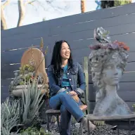  ?? DAI SUGANO/STAFF ?? Left: “When garden art is done right, it brings so much joy,” says Sarah V. Lee of Sarah’s Magnifica Designs.