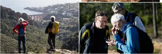  ??  ?? De nombreux bénévoles – ci-dessus les membres du Club alpin français de l’Estérel – oeuvrent actuelleme­nt dans le massif, recensant tous les points noirs et difficulté­s, mais aussi les itinéraire­s propices à la pratique du sport de pleine nature.