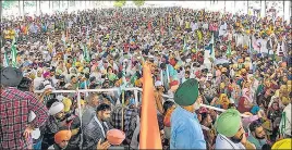  ?? PTI ?? Around twenty thousand farmers gather to attend Kisan Mahapancha­yat against Centre's farm reform laws in Karnal on Tuesday.