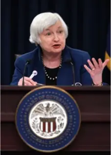  ??  ?? U.S. Federal Reserve Chair Janet Yellen speaks during a news conference after a two-day Federal Open Market Committee meeting in Washington, D.C. on March 15