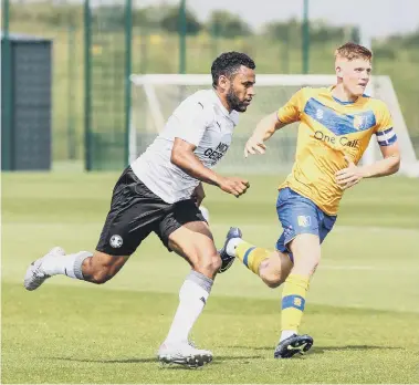  ??  ?? Nathan Thompson in action for Posh at Mansfield.