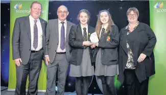  ?? Maria Parker, James Lancaster, Hannah Crann and Matilda Coakley from Christ The King school with Stephen Stewart ??