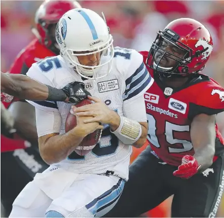  ?? AL CHAREST ?? Going into their Labour Day Classic matchups this weekend, the Calgary Stampeders and Toronto Argonauts lead their respective divisions — although Toronto is just 4-6, while Calgary is a league-best 7-1-1.