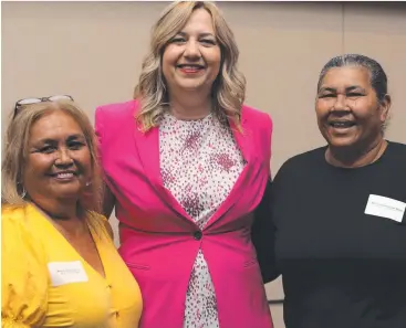  ?? ?? Joanna DeLaCruz and Christine Warren Backo, from Bama Connect, with Premier Annastacia Palaszczuk at the Women on Boards event, held at the Hilton Cairns. Picture: Sandhya Ram