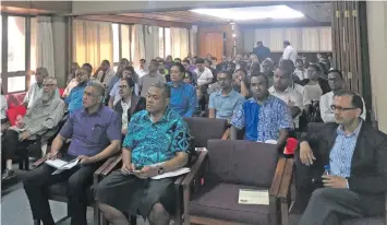  ?? Photo: Sheldon Chanel ?? Participan­ts at the housing affordabil­ity workshop at the Reserve Bank of Fiji in Suva on June 21, 2018.