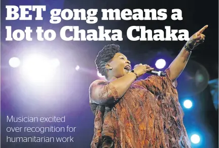  ?? ESA ALEXANDER ?? Yvonne Chaka Chaka will be honoured with the 2017 BET internatio­nal award.