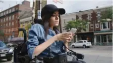  ?? CBC ?? Maayan Ziv in Toronto, one of the subjects of the CBC-TV series We Are Canada, has created an app that rates businesses on their accessibil­ity.