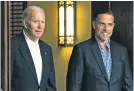  ?? MANUEL BALCE CENETA AP FILE PHOTO ?? President Joe Biden and his son, Hunter Biden, leave Mass at a South Carolina church in August. Hunter Biden is set to plead guilty to tax offenses, avoiding prosecutio­n on a felony gun charge.